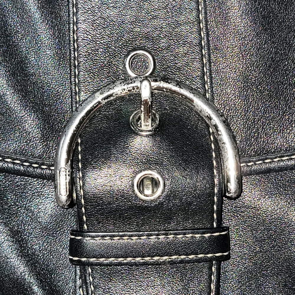 Coach Vintage Soho Black Leather Flap Buckle Medium Bag 06 Y2K 9248 Hobo Purse - Picture 2 of 16